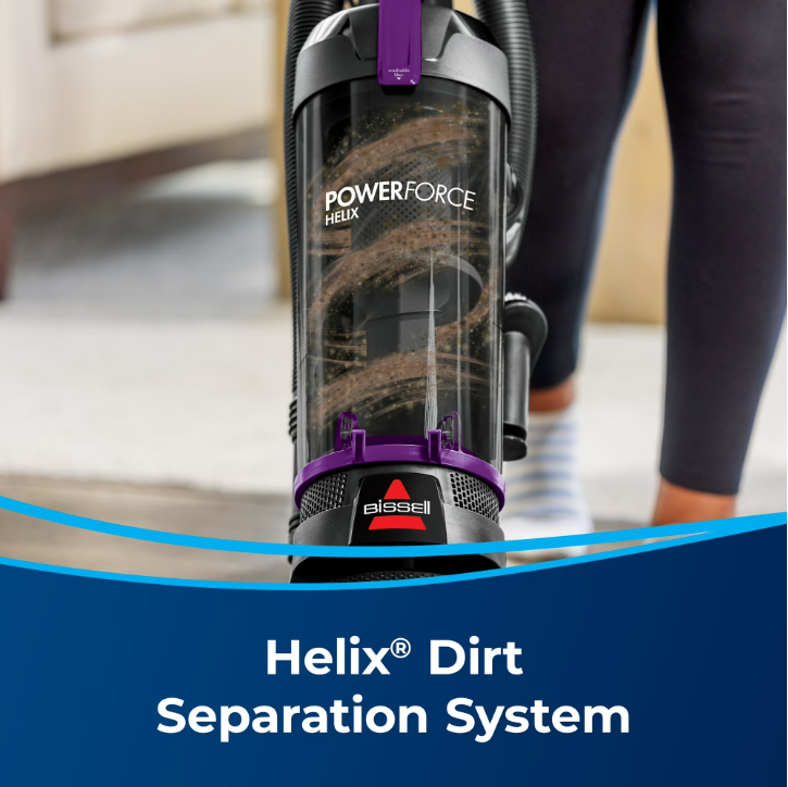 BISSELL PowerForce Helix, Bagless, Upright Vacuum, Pet Friendly, Scatter-Free Technology, Helix Dirt Separation System, Lightweight, 3313U, Purple & Black