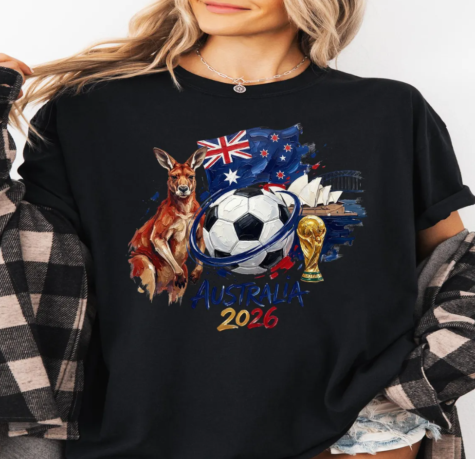 Australia 2026 World Cup Shirt, Soccer Fan T-Shirt, Football Graphic Tee, Kangaroo Australia Tee, FIFA 2026 Fan Gift, Sydney Football Shirt