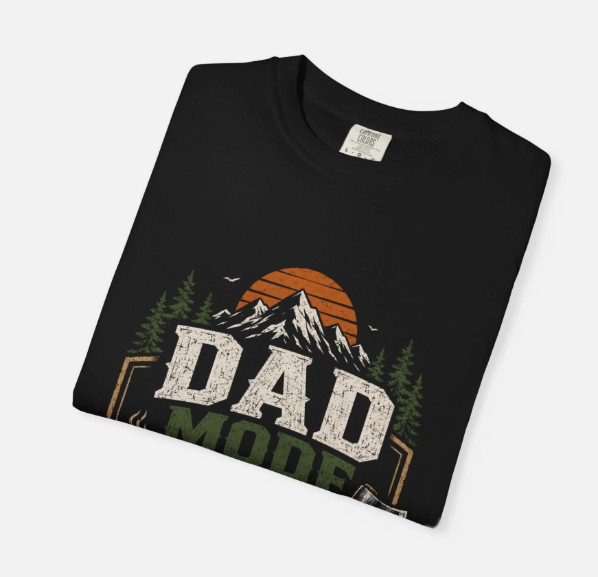 Dad Mode On T-Shirt Rustic Camping Axe Badge, Outdoors Dads Father's day