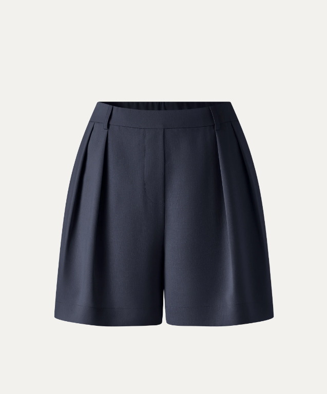 Lyocell-Linen Tailored Shorts with Pockets