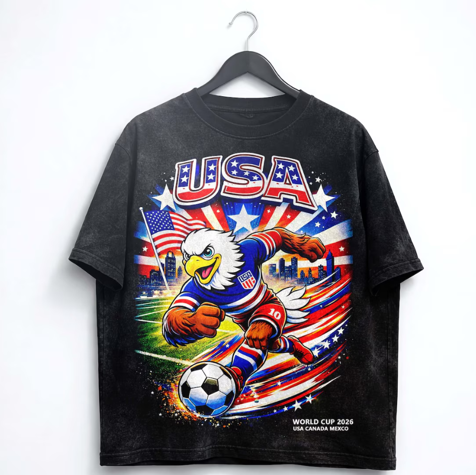 USA Soccer Shirt, USA Football Graphic Tee, American Flag Eagle Shirt, World Cup 2026 Shirt, Patriotic Streetwear Tee, Unisex T-Shirt.