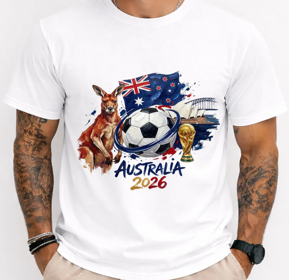 Australia 2026 World Cup Shirt, Soccer Fan T-Shirt, Football Graphic Tee, Kangaroo Australia Tee, FIFA 2026 Fan Gift, Sydney Football Shirt