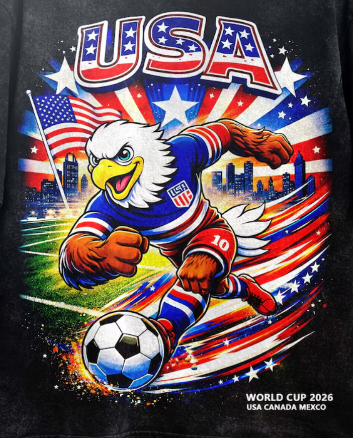 USA Soccer Shirt, USA Football Graphic Tee, American Flag Eagle Shirt, World Cup 2026 Shirt, Patriotic Streetwear Tee, Unisex T-Shirt.