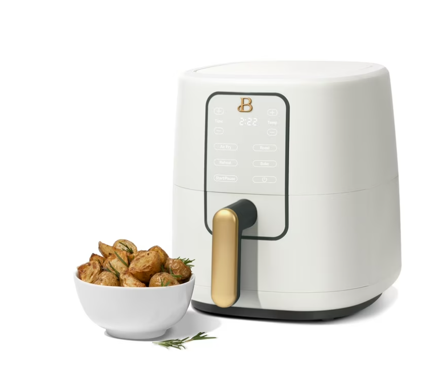 Beautiful 3 Qt Air Fryer with TurboCrisp Technology, EverGood Ceramic Nonstick Coating, White Icing by Drew Barrymore