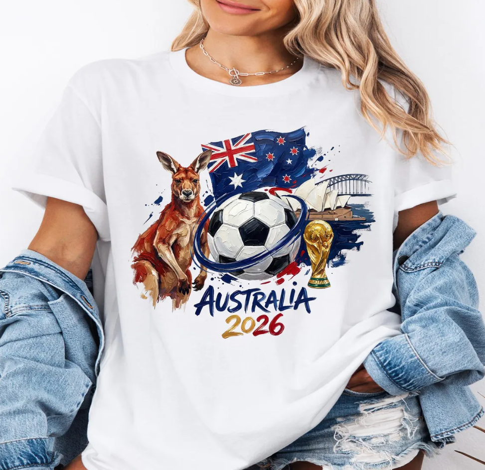 Australia 2026 World Cup Shirt, Soccer Fan T-Shirt, Football Graphic Tee, Kangaroo Australia Tee, FIFA 2026 Fan Gift, Sydney Football Shirt