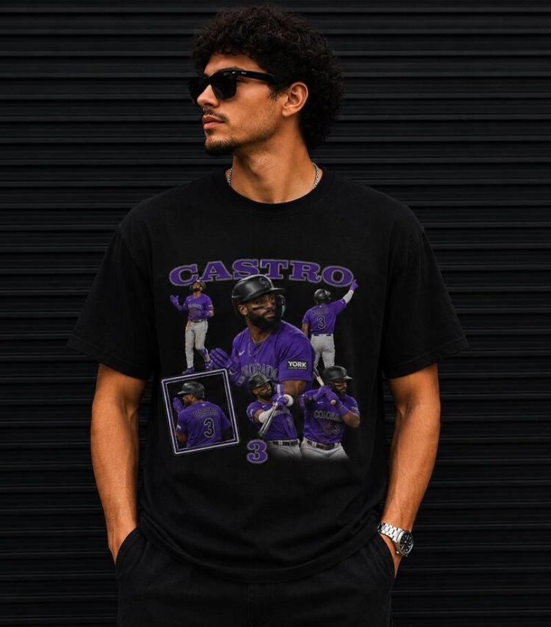 Willi Castro Baseball Player T-Shirt Retro Player Collage