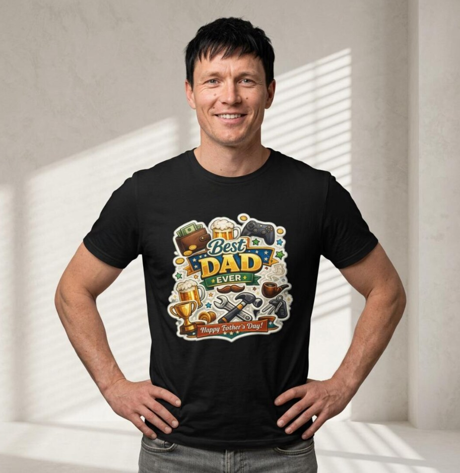 Best Dad Ever Gamer Beer T-Shirt | Funny Father’s Day Graphic Tee
