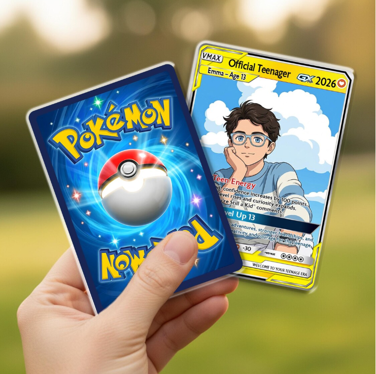 Personalized Anime Style Teenager 13 Trading Card, Custom Birthday Keepsake