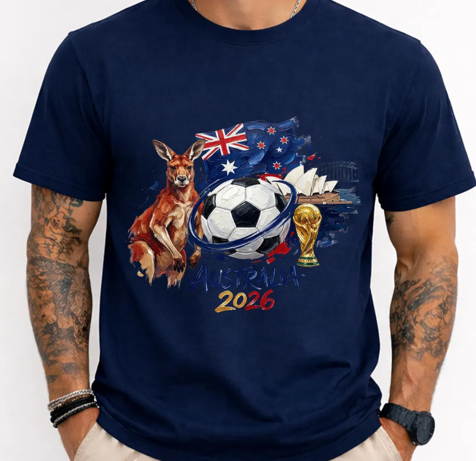 Australia 2026 World Cup Shirt, Soccer Fan T-Shirt, Football Graphic Tee, Kangaroo Australia Tee, FIFA 2026 Fan Gift, Sydney Football Shirt