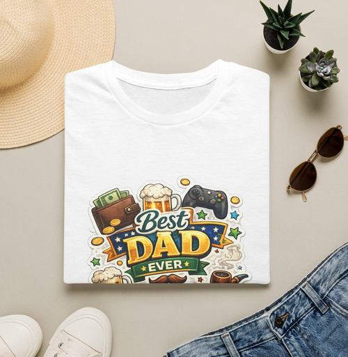 Best Dad Ever Gamer Beer T-Shirt | Funny Father’s Day Graphic Tee