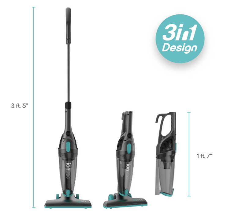 Ionvac ZipVac Corded Stick Vacuum, Multi-Surface 3-in-1 Upright/Handheld Vacuum Cleaner, Model #8842