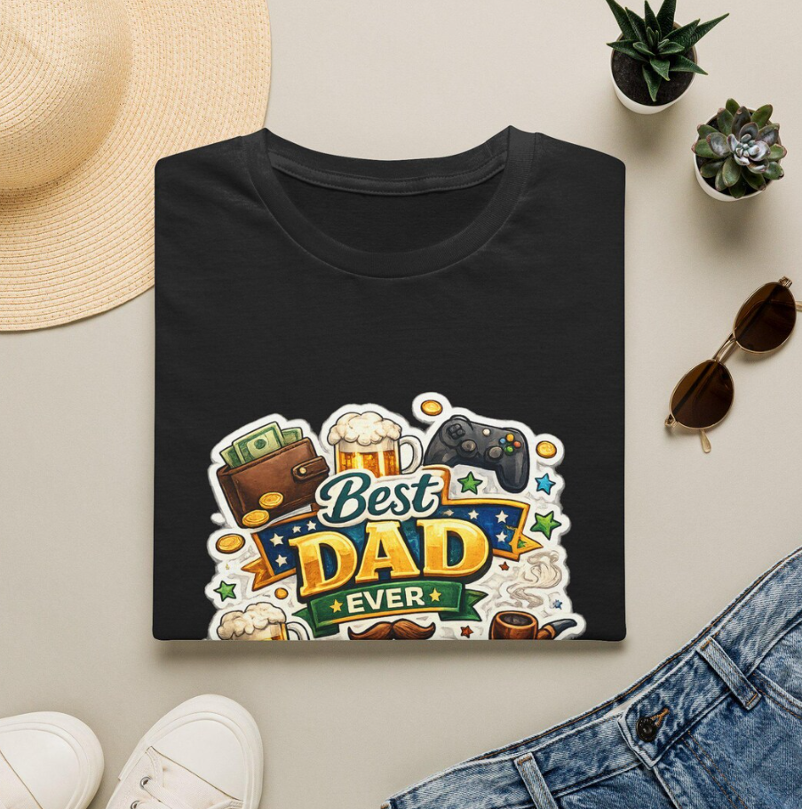 Best Dad Ever Gamer Beer T-Shirt | Funny Father’s Day Graphic Tee