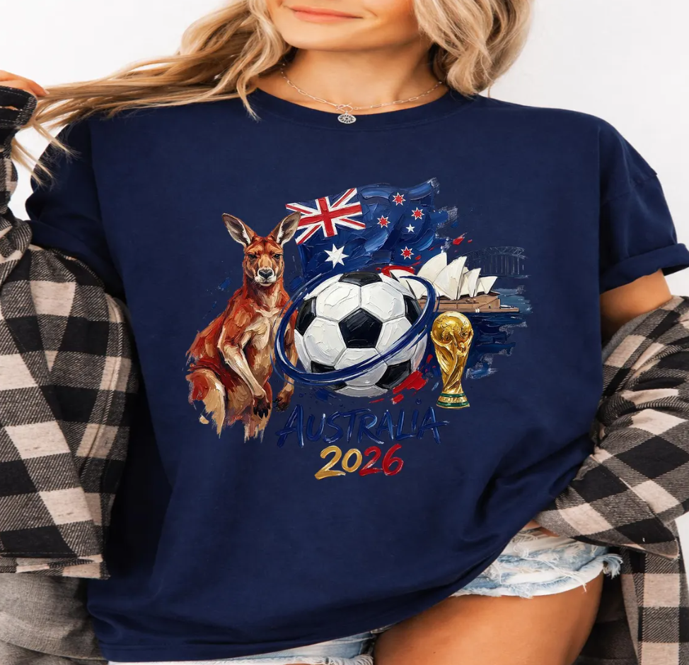 Australia 2026 World Cup Shirt, Soccer Fan T-Shirt, Football Graphic Tee, Kangaroo Australia Tee, FIFA 2026 Fan Gift, Sydney Football Shirt