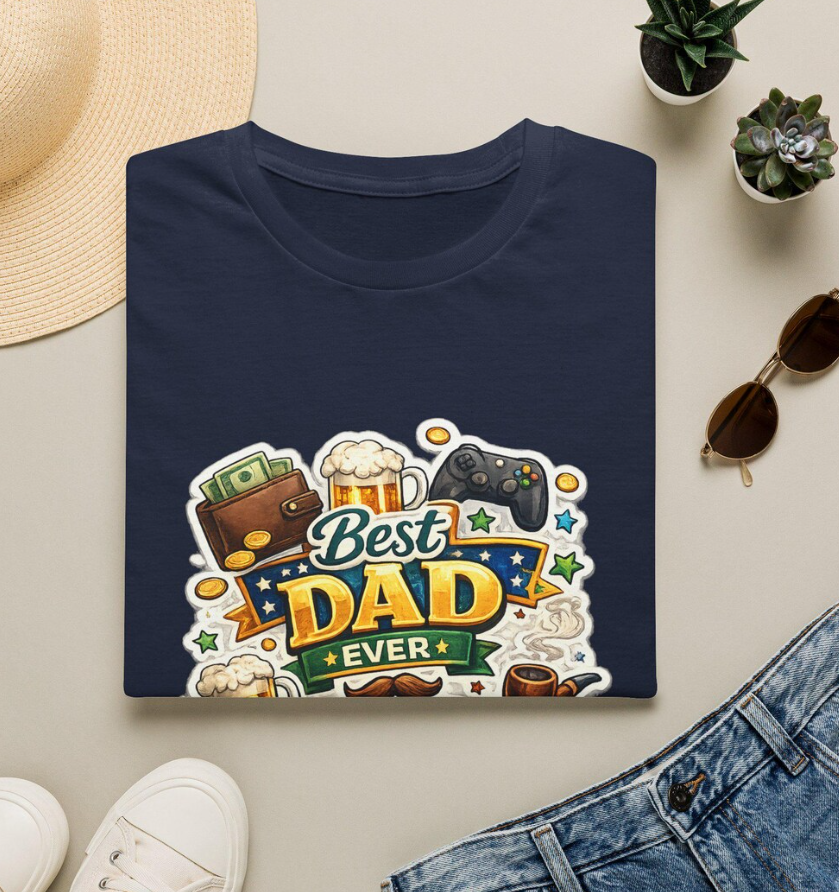 Best Dad Ever Gamer Beer T-Shirt | Funny Father’s Day Graphic Tee