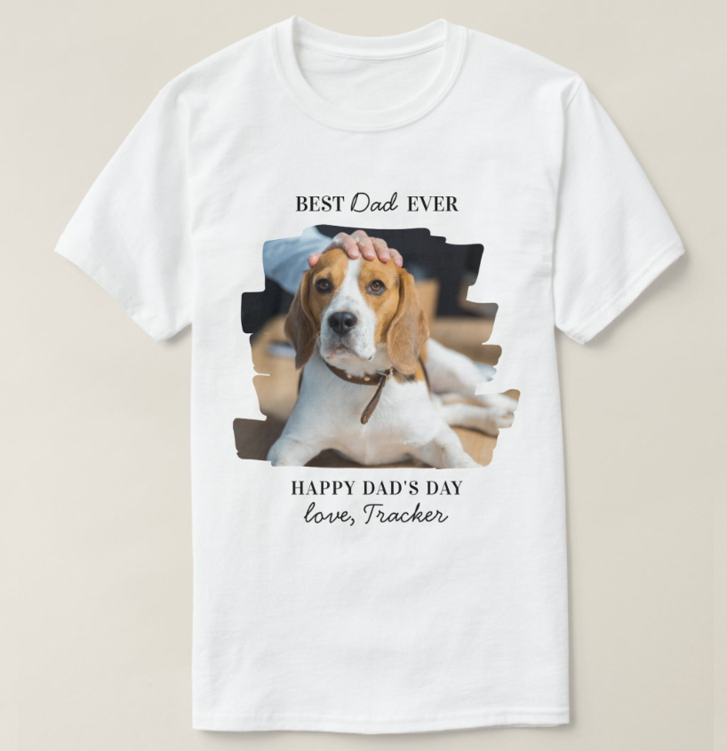 Father's Day Best Dog Dad Personalized Pet Photo T-Shirt