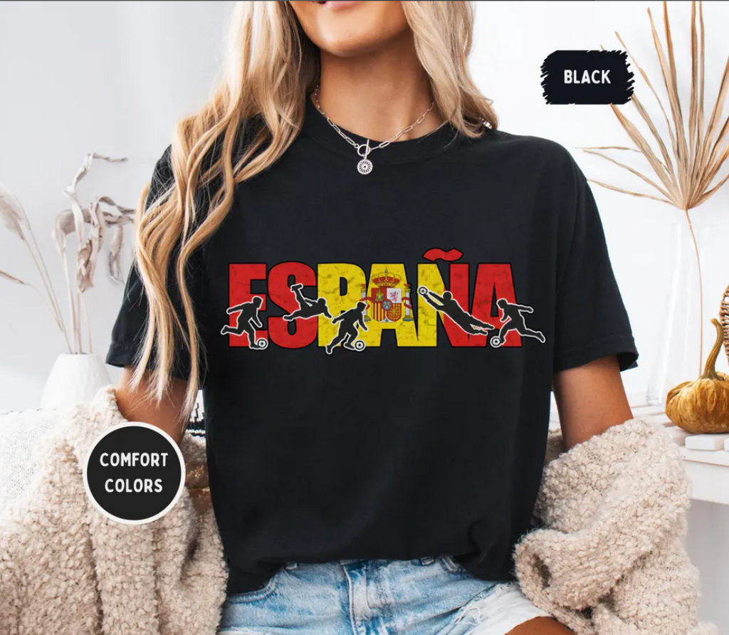 Spain Soccer Comfort Colors shirt | Spain Patriotic World Football Fan Tee | Cup Soccer Lover Gift