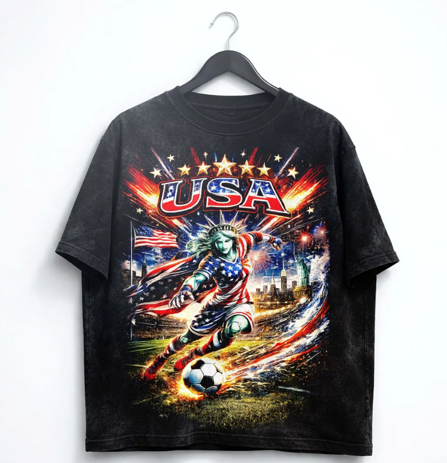 World Cup 2026 USA Soccer Shirt, USA Football Skull Tee, Liberty Graphic Tee, World Cup 2026 Shirt, Streetwear Tee, Unisex T-Shirt.