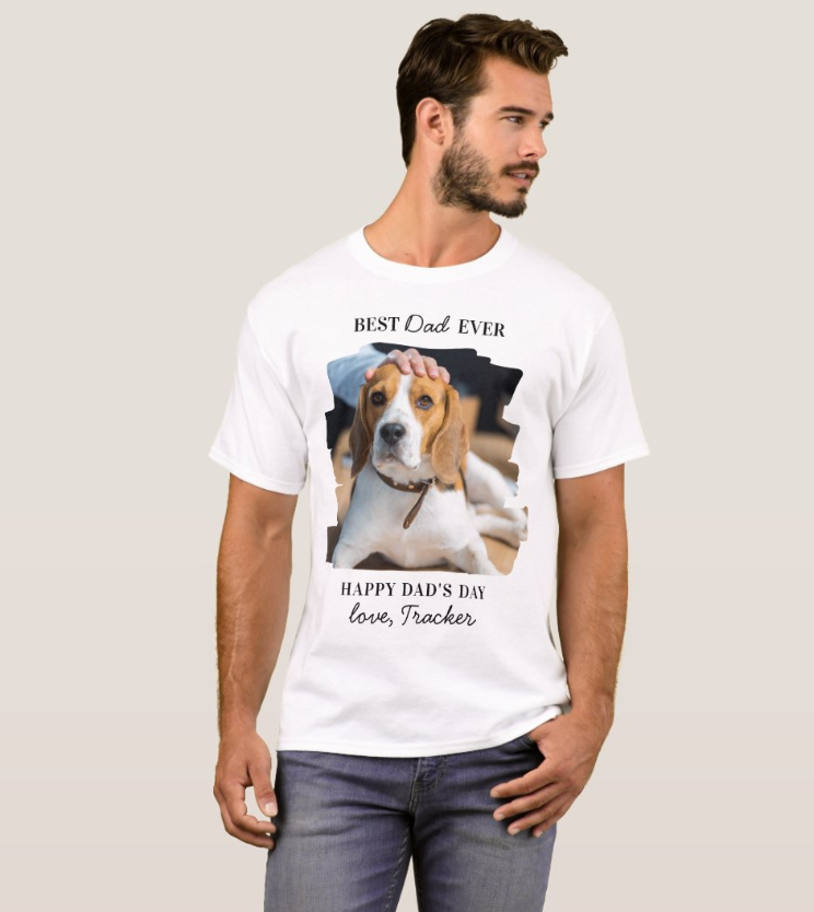 Father's Day Best Dog Dad Personalized Pet Photo T-Shirt