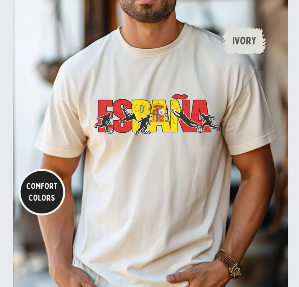 Spain Soccer Comfort Colors shirt | Spain Patriotic World Football Fan Tee | Cup Soccer Lover Gift