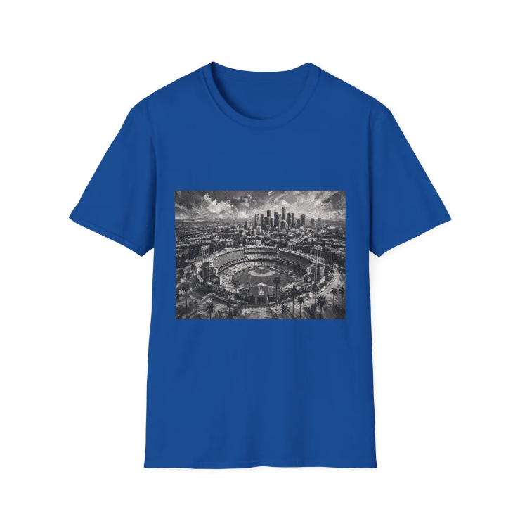 City Aerial of Los Angeles Dodgers Baseball Stadium T-Shirt Urban Sports Stadium Skyline
