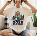 FIFA World Cup 2026 North America Shirt, Soccer Trophy Skyline Tee, USA Canada Mexico Football Fan Gift, World Cup 26