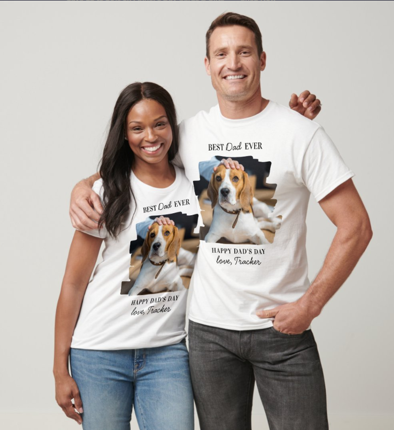 Father's Day Best Dog Dad Personalized Pet Photo T-Shirt