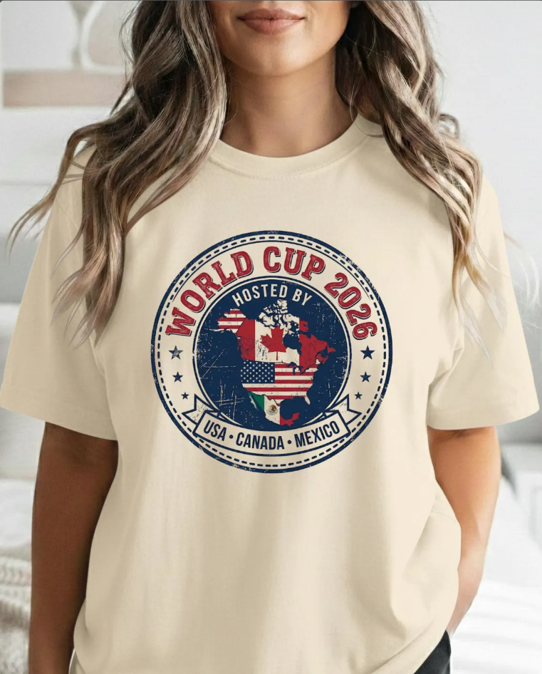World Cup 2026 USA Canada Mexico Soccer Tee | Retro Badge Tournament Shirt