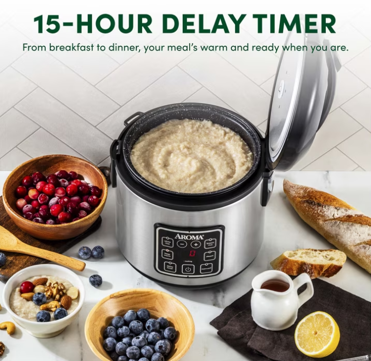 AROMA® 8-Cup Digital Rice Cooker & Food Steamer with Bonded Granite® Nonstick Ceramic