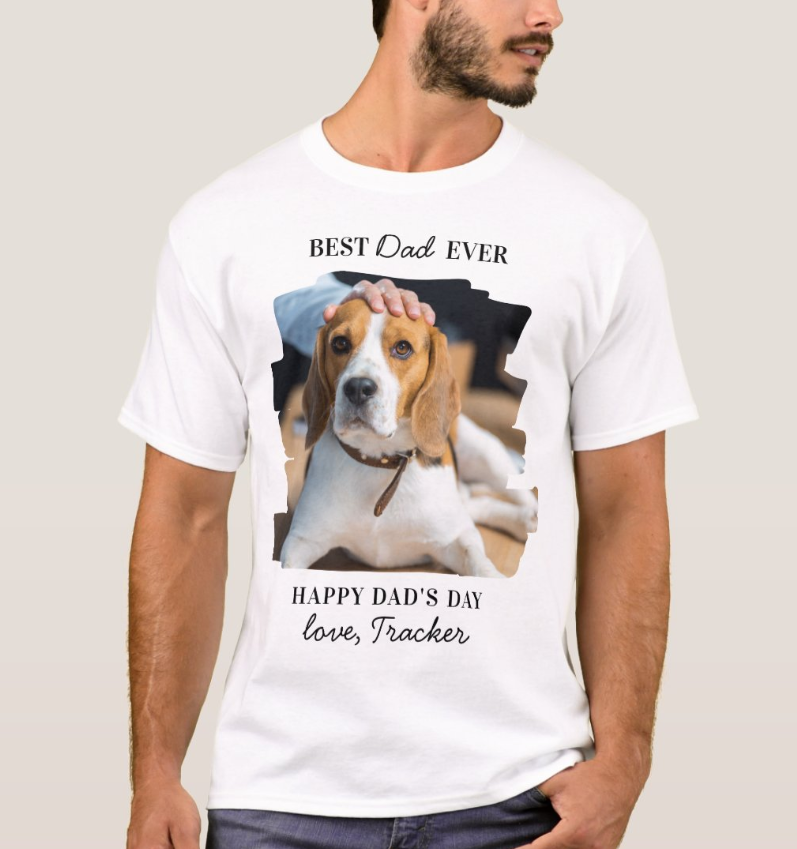Father's Day Best Dog Dad Personalized Pet Photo T-Shirt