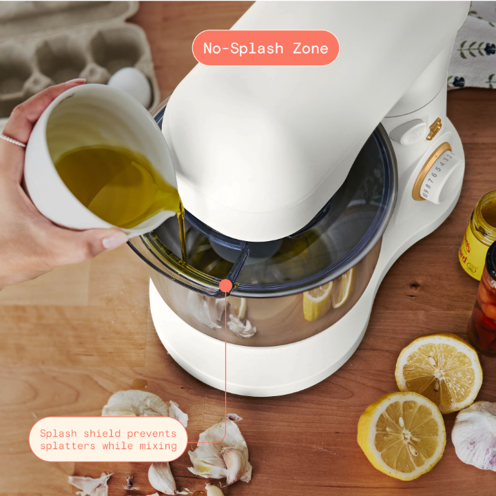 Beautiful 3.5 Qt Stand Mixer, White Icing with Flat Beater, Dough Hook, Balloon Whisk