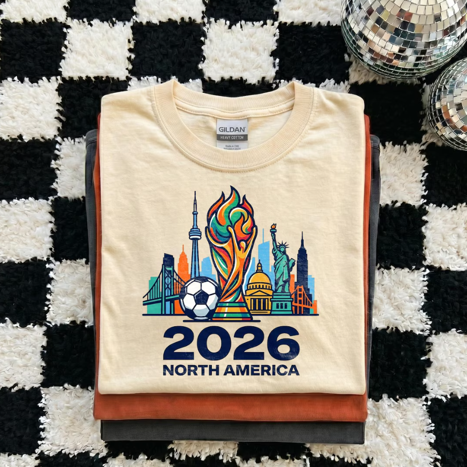 FIFA World Cup 2026 North America Shirt, Soccer Trophy Skyline Tee, USA Canada Mexico Football Fan Gift, World Cup 26