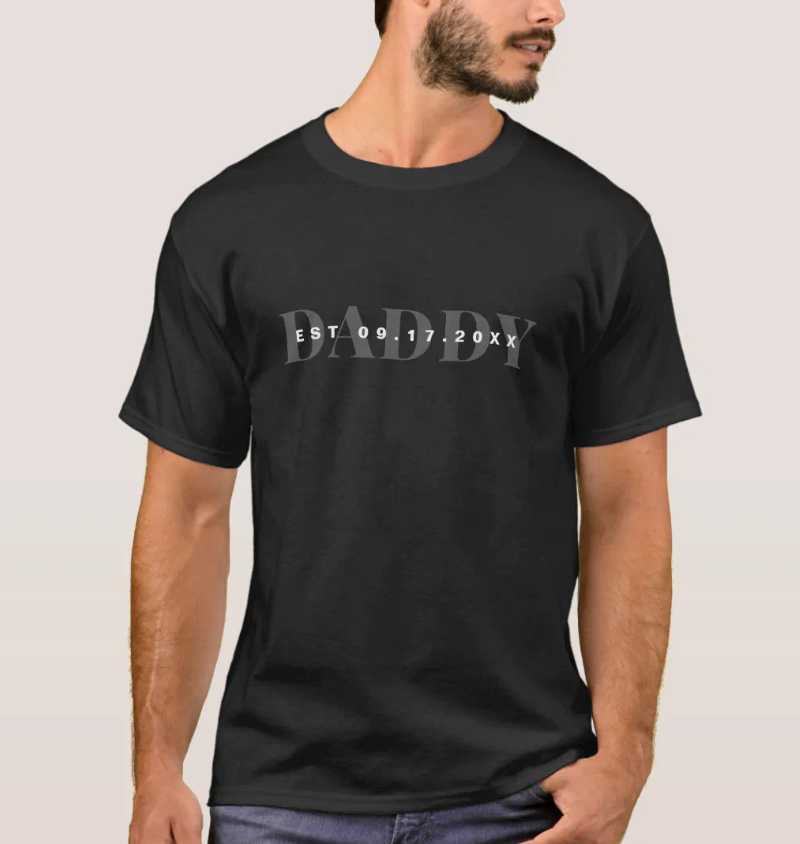Daddy Modern Minimalist New Dad First Fathers Day T-Shirt