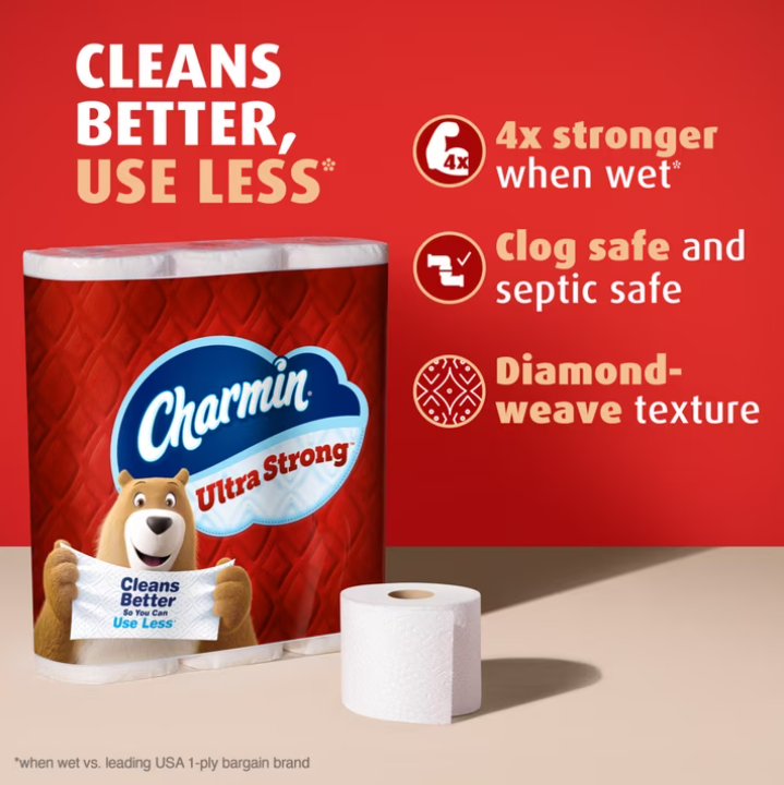 Charmin Ultra Strong Toilet Paper 30 Mega Rolls, 220 Sheets Per Roll