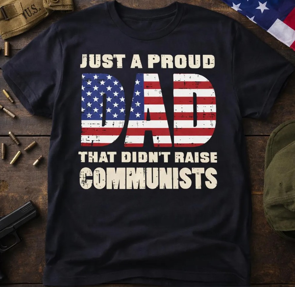 Proud Dad Shirt, Patriotic US Flag Tee, Conservative Father's Day Gift