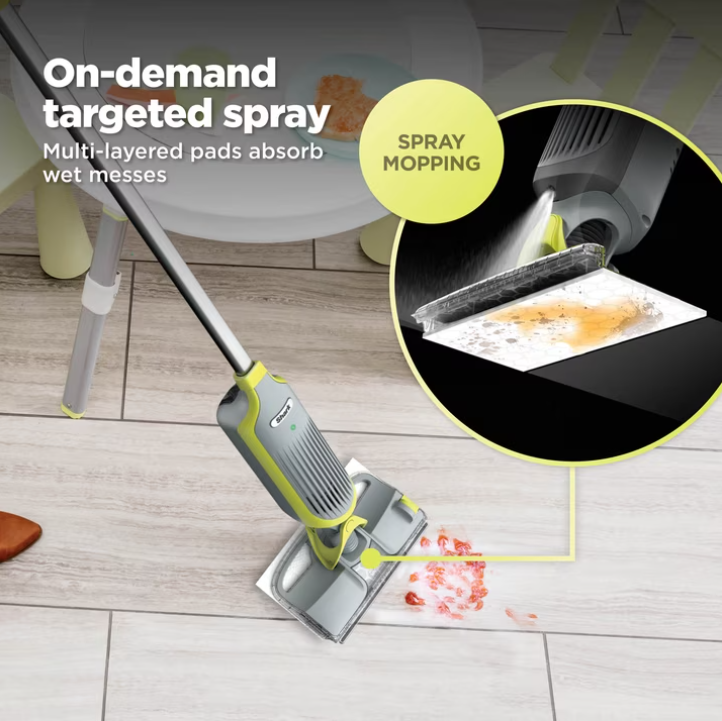 Shark VACMOP Cordless Hard Floor Vacuum Mop, for Tile, Vinyl, Laminate, Wood, with (4) Disposable VACMOP Pads, 12-oz Shark Multi-Surface Cleaner, VM200