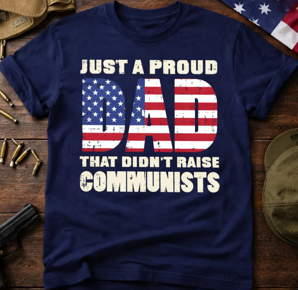 Proud Dad Shirt, Patriotic US Flag Tee, Conservative Father's Day Gift