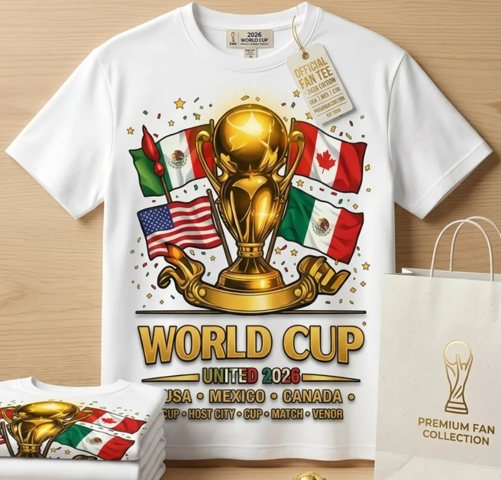 World Cup 2026 Trophy Flags T-Shirt | United Soccer Championship Fan Tee