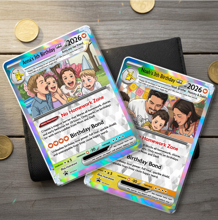 Personalized Kids Birthday Trading Card, Custom Photo Keepsake