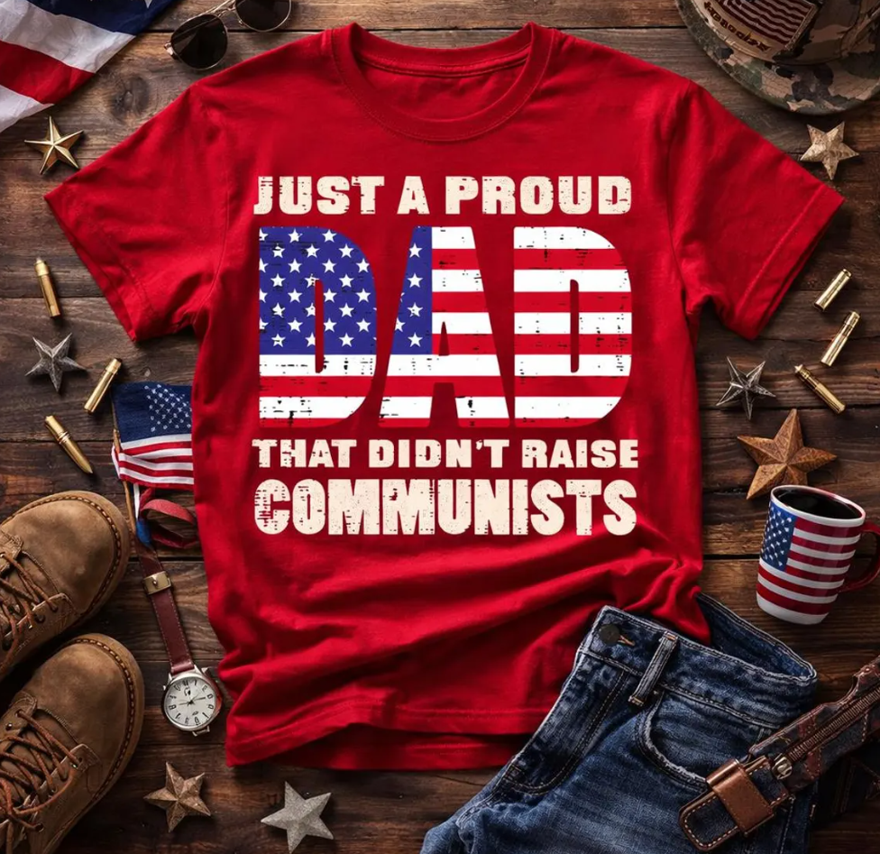 Proud Dad Shirt, Patriotic US Flag Tee, Conservative Father's Day Gift