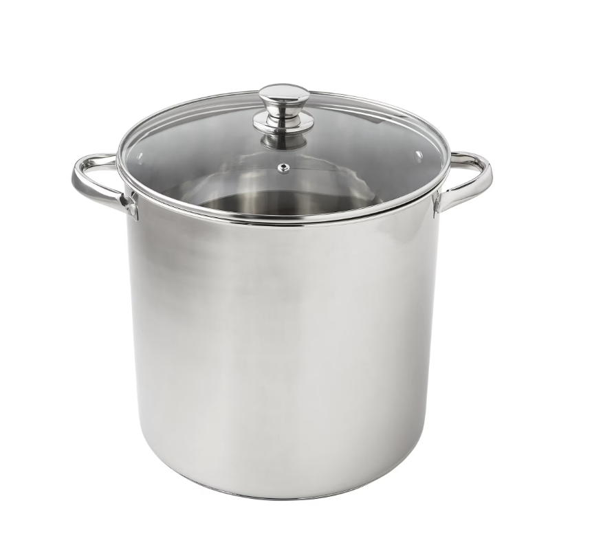 Mainstays Stainless Steel 16-Quart Stock Pot with Glass Lid