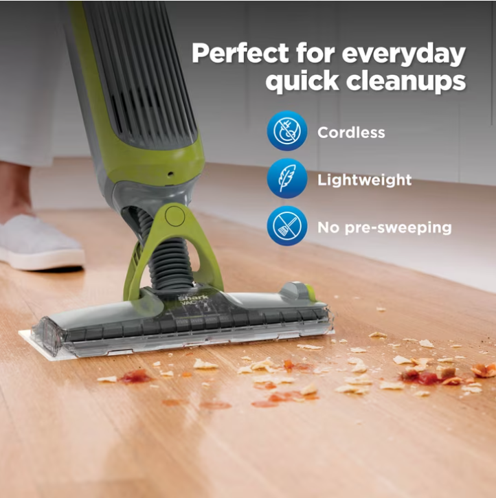 Shark VACMOP Cordless Hard Floor Vacuum Mop, for Tile, Vinyl, Laminate, Wood, with (4) Disposable VACMOP Pads, 12-oz Shark Multi-Surface Cleaner, VM200
