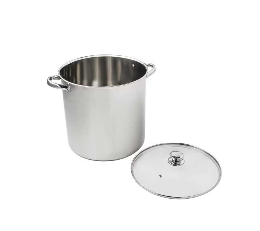 Mainstays Stainless Steel 16-Quart Stock Pot with Glass Lid