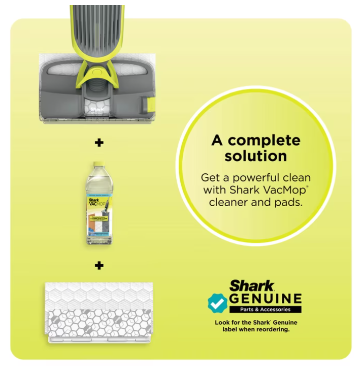 Shark VACMOP Cordless Hard Floor Vacuum Mop, for Tile, Vinyl, Laminate, Wood, with (4) Disposable VACMOP Pads, 12-oz Shark Multi-Surface Cleaner, VM200