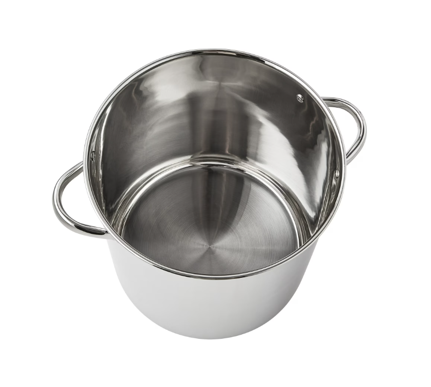 Mainstays Stainless Steel 16-Quart Stock Pot with Glass Lid