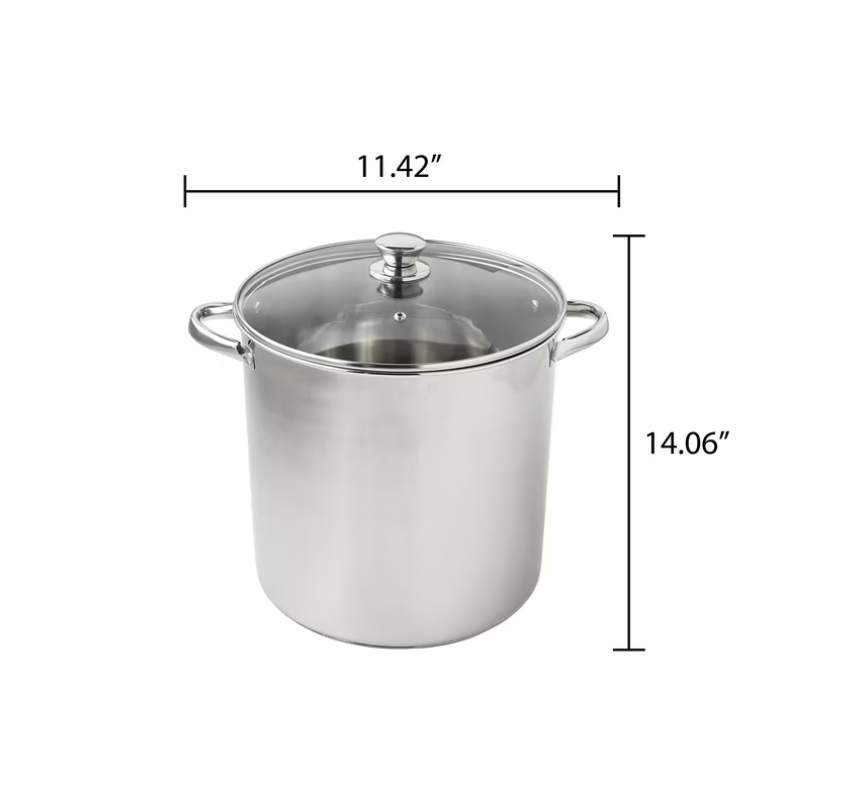 Mainstays Stainless Steel 16-Quart Stock Pot with Glass Lid