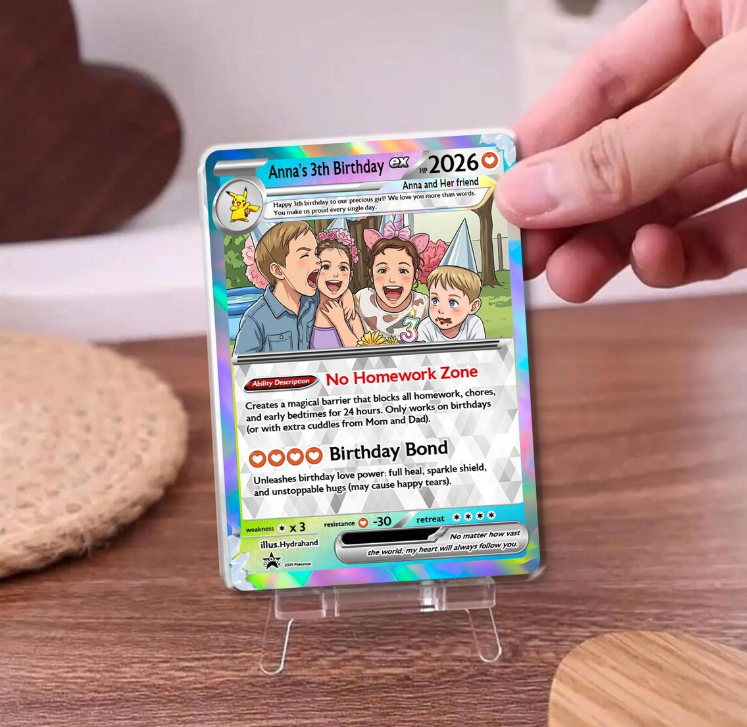 Personalized Kids Birthday Trading Card, Custom Photo Keepsake