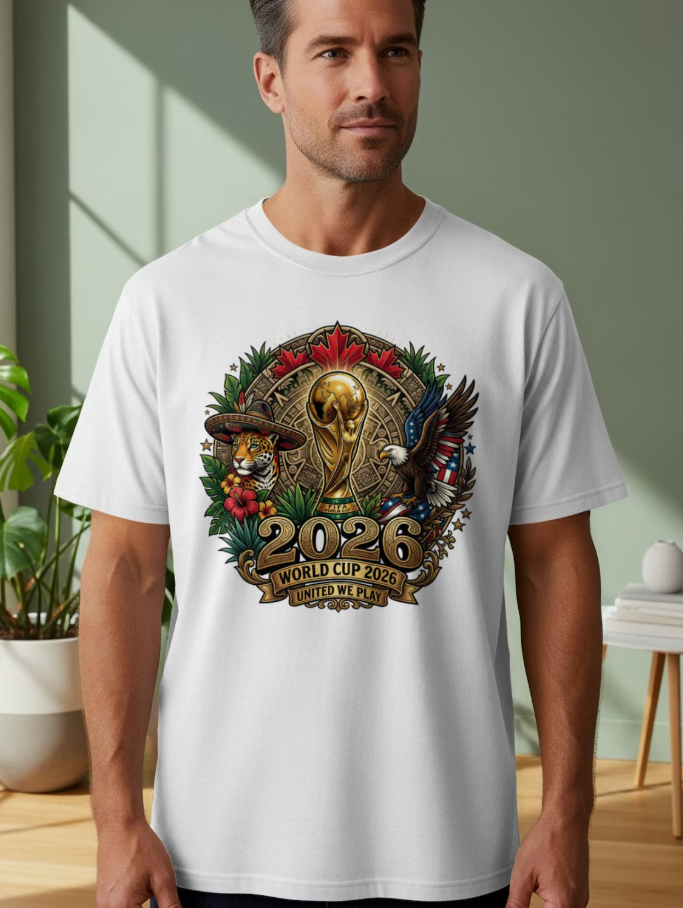 2026 World Cup T-Shirt, FIFA Soccer Fan Tee, USA Mexico Canada Football Trophy We Play