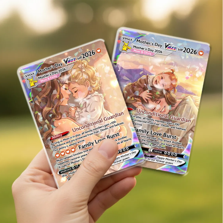 Personalized Anime Trading Card, Mother's Day Keepsake, Custom Mom Collectible Print