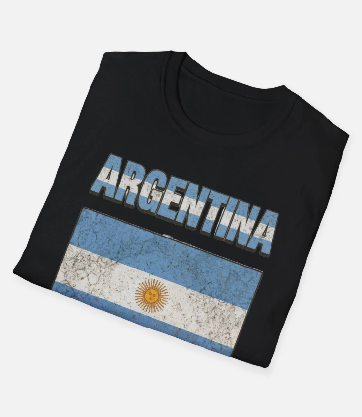 Argentina Flag Futbol Soccer T-Shirt | Nations Heritage Collection | Vintage