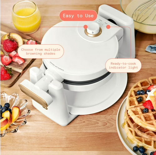Beautiful Rotating Belgian Waffle Maker, White Icing by Drew Barrymore